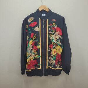 Vintage 80s USA Made Floral Jacket Womens XL XXL (Tag M) Oversized Shoulder Pads